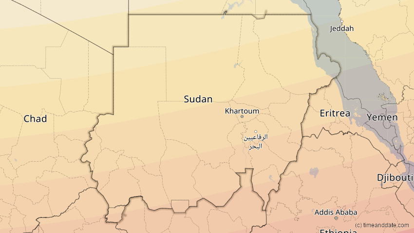A map of Sudan, showing the path of the 3. Nov 2013 Totale Sonnenfinsternis