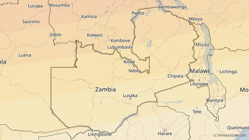 A map of Sambia, showing the path of the 3. Nov 2013 Totale Sonnenfinsternis