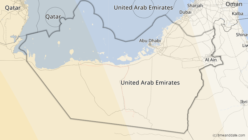 A map of Abu Dhabi, Vereinigte Arabische Emirate, showing the path of the 3. Nov 2013 Totale Sonnenfinsternis