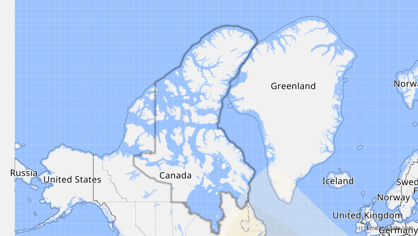 A map of Nunavut, Kanada, showing the path of the 3. Nov 2013 Totale Sonnenfinsternis
