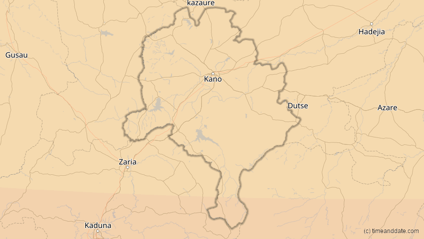 A map of Kano , Nigeria, showing the path of the 3. Nov 2013 Totale Sonnenfinsternis