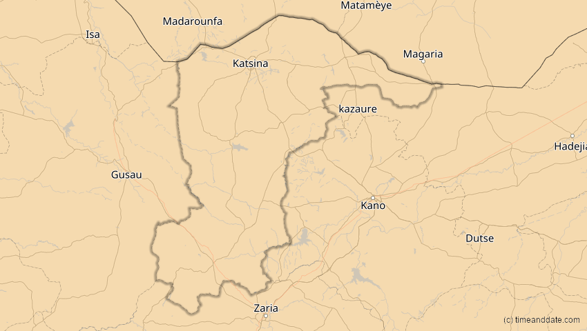 A map of Katsina , Nigeria, showing the path of the 3. Nov 2013 Totale Sonnenfinsternis