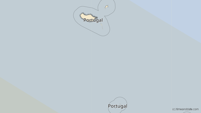 A map of Madeira, Portugal, showing the path of the 3. Nov 2013 Totale Sonnenfinsternis