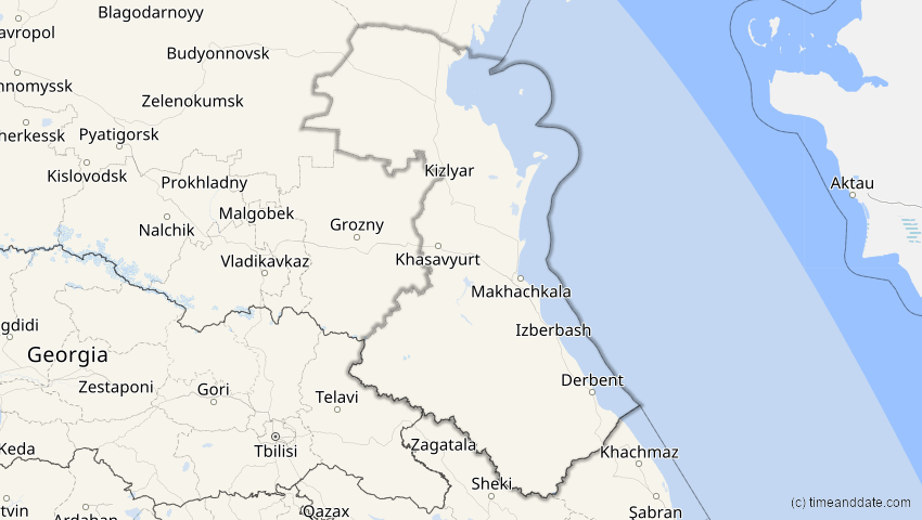A map of Dagestan, Russland, showing the path of the 3. Nov 2013 Totale Sonnenfinsternis