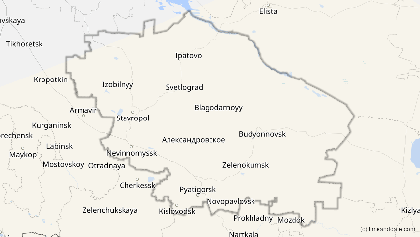 A map of Stawropol, Russland, showing the path of the 3. Nov 2013 Totale Sonnenfinsternis