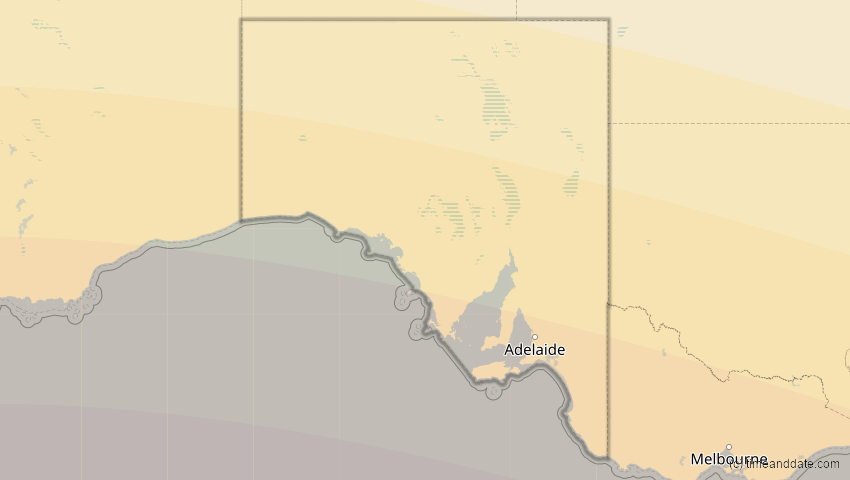 A map of South Australia, Australien, showing the path of the 29. Apr 2014 Ringförmige Sonnenfinsternis