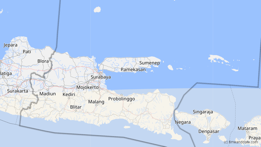 A map of Jawa Timur, Indonesien, showing the path of the 29. Apr 2014 Ringförmige Sonnenfinsternis
