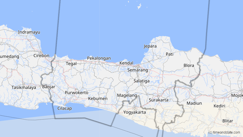 A map of Jawa Tengah, Indonesien, showing the path of the 29. Apr 2014 Ringförmige Sonnenfinsternis