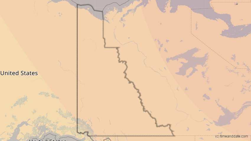 A map of Yukon, Kanada, showing the path of the 23. Okt 2014 Partielle Sonnenfinsternis
