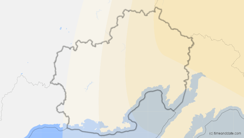 A map of Magadan, Russland, showing the path of the 24. Okt 2014 Partielle Sonnenfinsternis