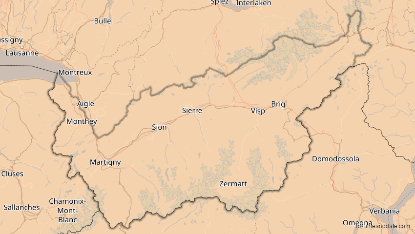 A map of Wallis, Schweiz, showing the path of the 20. Mär 2015 Totale Sonnenfinsternis