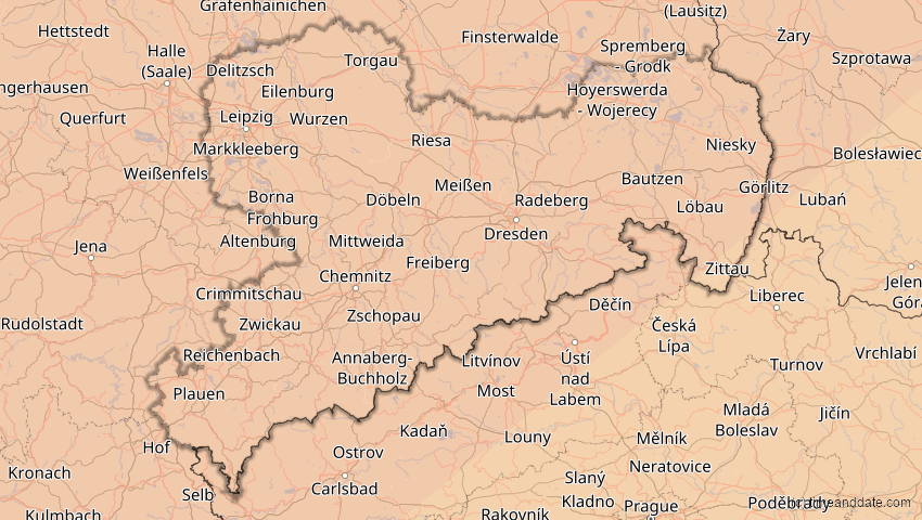 A map of Sachsen, Deutschland, showing the path of the 20. Mär 2015 Totale Sonnenfinsternis