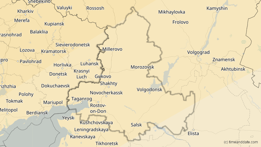 A map of Rostow, Russland, showing the path of the 20. Mär 2015 Totale Sonnenfinsternis
