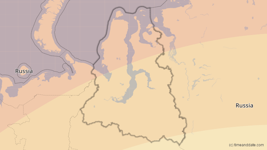 A map of Jamal-Nenzen, Russland, showing the path of the 20. Mär 2015 Totale Sonnenfinsternis