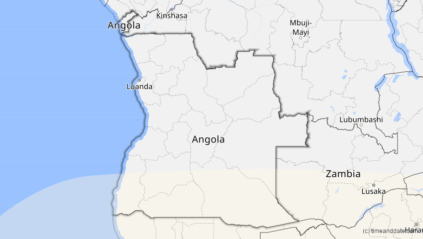 A map of Angola, showing the path of the 13. Sep 2015 Partielle Sonnenfinsternis