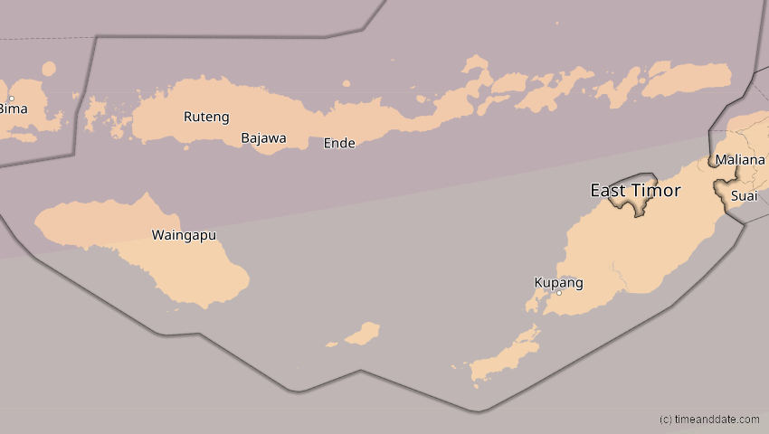 A map of Nusa Tenggara Timur, Indonesien, showing the path of the 9. Mär 2016 Totale Sonnenfinsternis