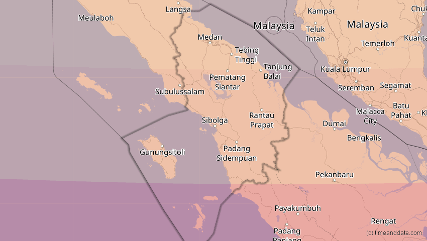A map of Sumatera Utara, Indonesien, showing the path of the 9. Mär 2016 Totale Sonnenfinsternis