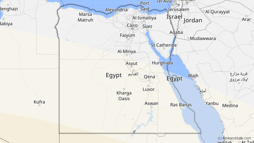 A map of Ägypten, showing the path of the 1. Sep 2016 Ringförmige Sonnenfinsternis