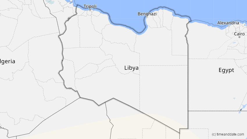 A map of Libyen, showing the path of the 26. Feb 2017 Ringförmige Sonnenfinsternis