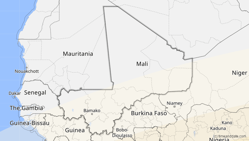 A map of Mali, showing the path of the 26. Feb 2017 Ringförmige Sonnenfinsternis