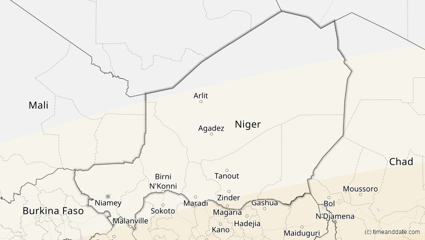 A map of Niger, showing the path of the 26. Feb 2017 Ringförmige Sonnenfinsternis