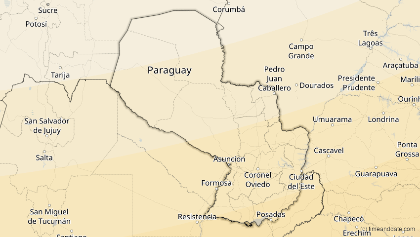 A map of Paraguay, showing the path of the 26. Feb 2017 Ringförmige Sonnenfinsternis