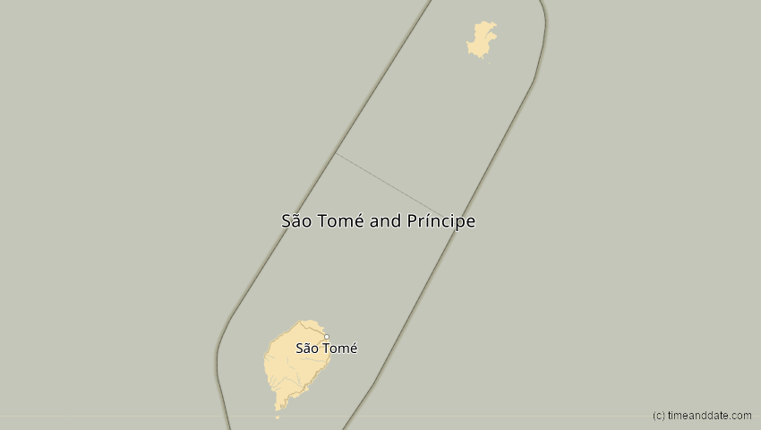 A map of São Tomé und Príncipe, showing the path of the 26. Feb 2017 Ringförmige Sonnenfinsternis