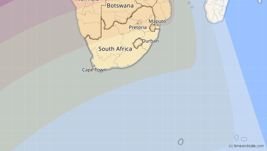 A map of Südafrika, showing the path of the 26. Feb 2017 Ringförmige Sonnenfinsternis