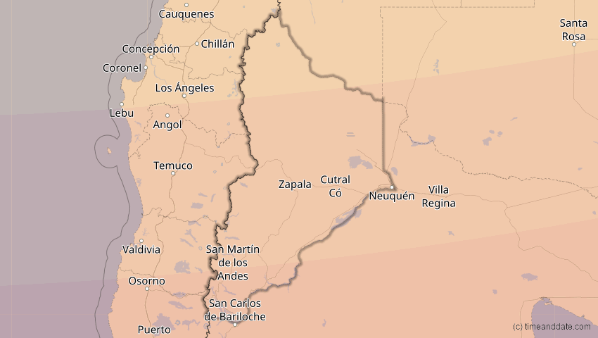 A map of Neuquén, Argentinien, showing the path of the 26. Feb 2017 Ringförmige Sonnenfinsternis