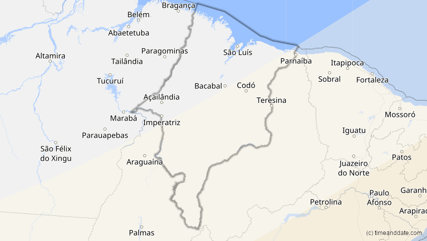 A map of Maranhão, Brasilien, showing the path of the 26. Feb 2017 Ringförmige Sonnenfinsternis