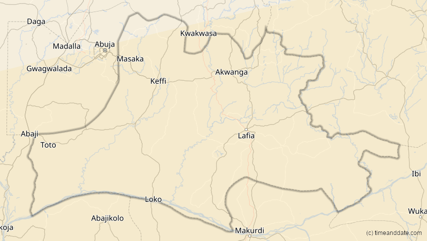 A map of Nassarawa, Nigeria, showing the path of the 26. Feb 2017 Ringförmige Sonnenfinsternis