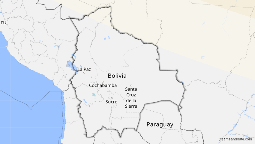 A map of Bolivien, showing the path of the 21. Aug 2017 Totale Sonnenfinsternis