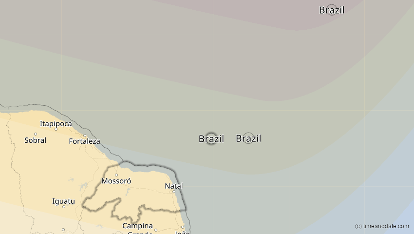A map of Rio Grande do Norte, Brasilien, showing the path of the 21. Aug 2017 Totale Sonnenfinsternis