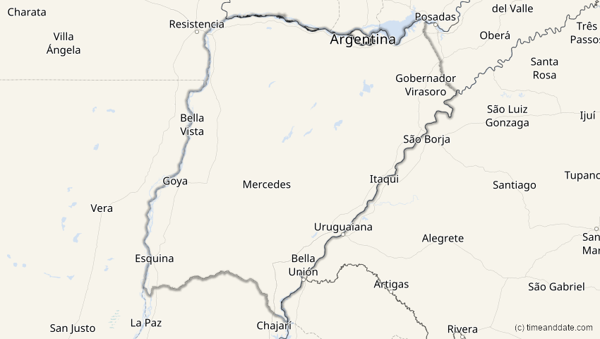 A map of Corrientes, Argentinien, showing the path of the 15. Feb 2018 Partielle Sonnenfinsternis