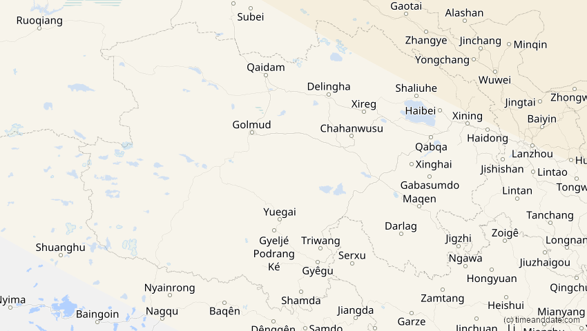 A map of Qinghai, China, showing the path of the 11. Aug 2018 Partielle Sonnenfinsternis