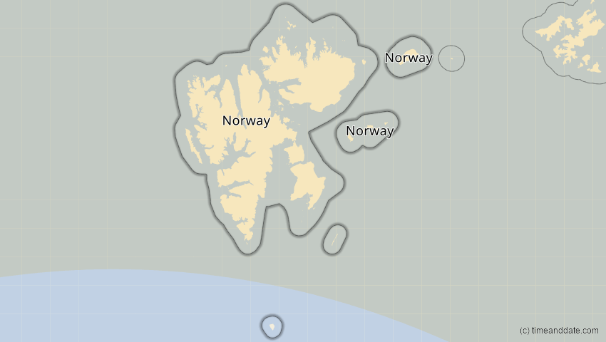 A map of Spitzbergen, Norwegen, showing the path of the 11. Aug 2018 Partielle Sonnenfinsternis