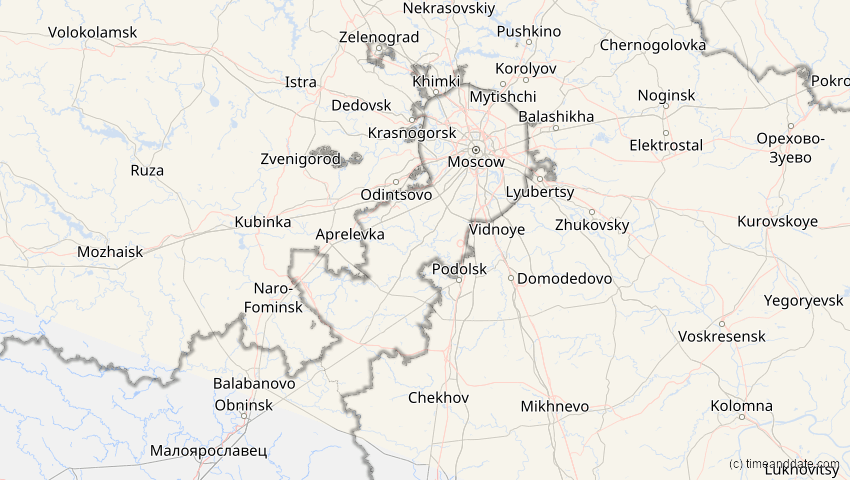 A map of Moskau, Russland, showing the path of the 11. Aug 2018 Partielle Sonnenfinsternis