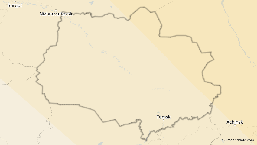 A map of Tomsk, Russland, showing the path of the 11. Aug 2018 Partielle Sonnenfinsternis