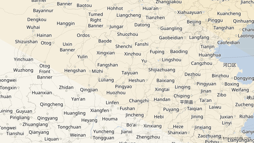 A map of Shanxi, China, showing the path of the 6. Jan 2019 Partielle Sonnenfinsternis