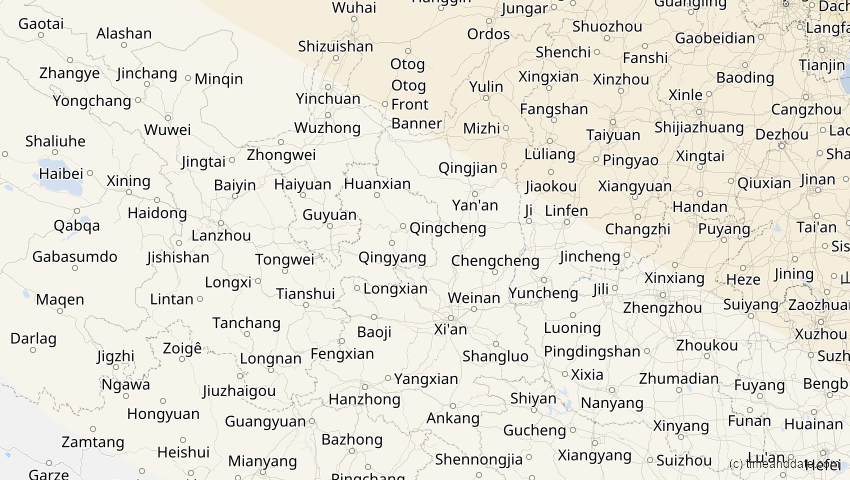 A map of Shaanxi, China, showing the path of the 6. Jan 2019 Partielle Sonnenfinsternis