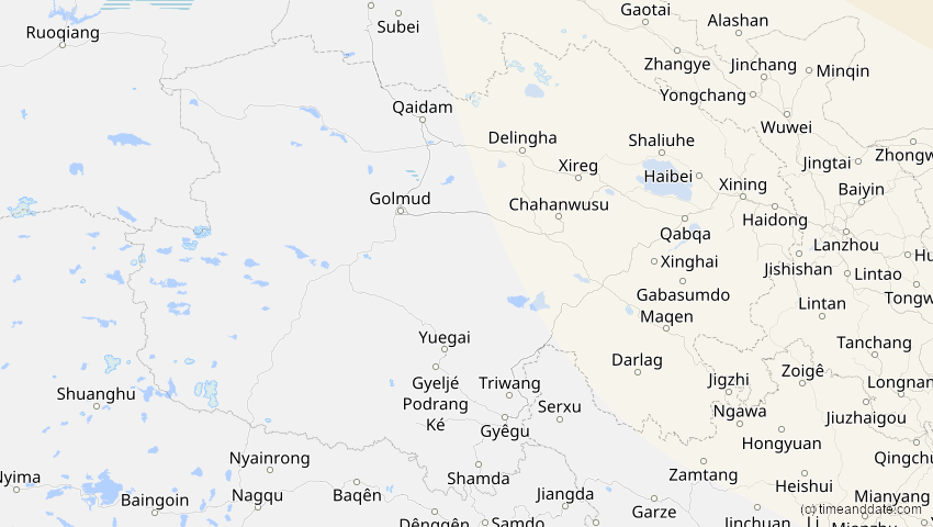 A map of Qinghai, China, showing the path of the 6. Jan 2019 Partielle Sonnenfinsternis