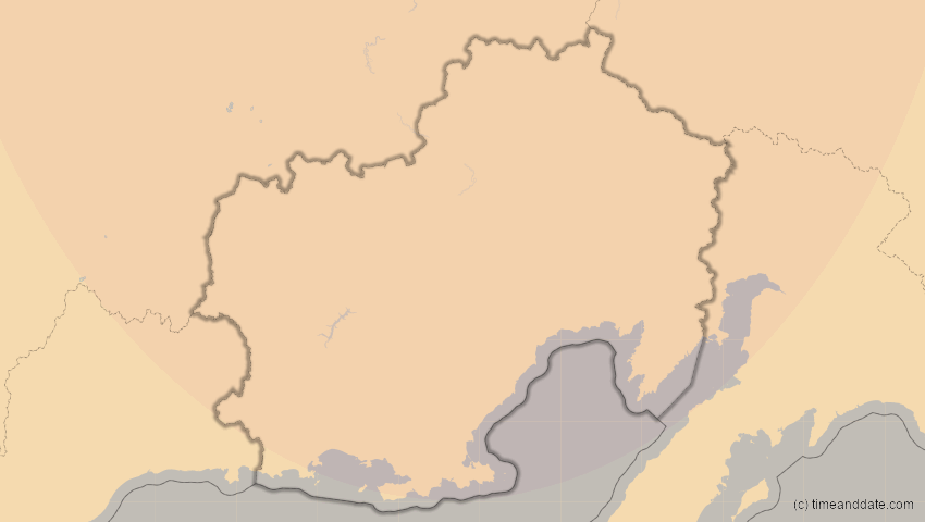 A map of Magadan, Russland, showing the path of the 6. Jan 2019 Partielle Sonnenfinsternis