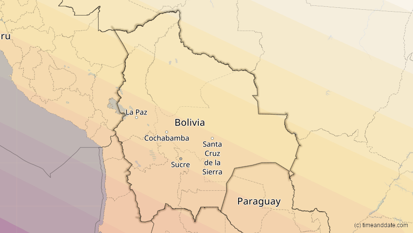 A map of Bolivien, showing the path of the 2. Jul 2019 Totale Sonnenfinsternis