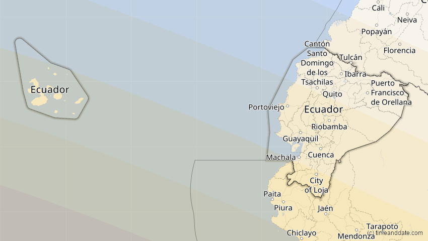 A map of Ecuador, showing the path of the 2. Jul 2019 Totale Sonnenfinsternis