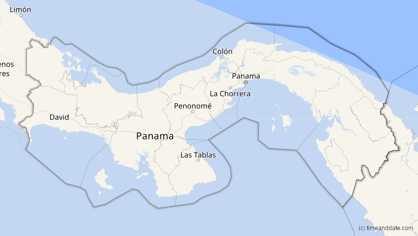 A map of Panama, showing the path of the 2. Jul 2019 Totale Sonnenfinsternis
