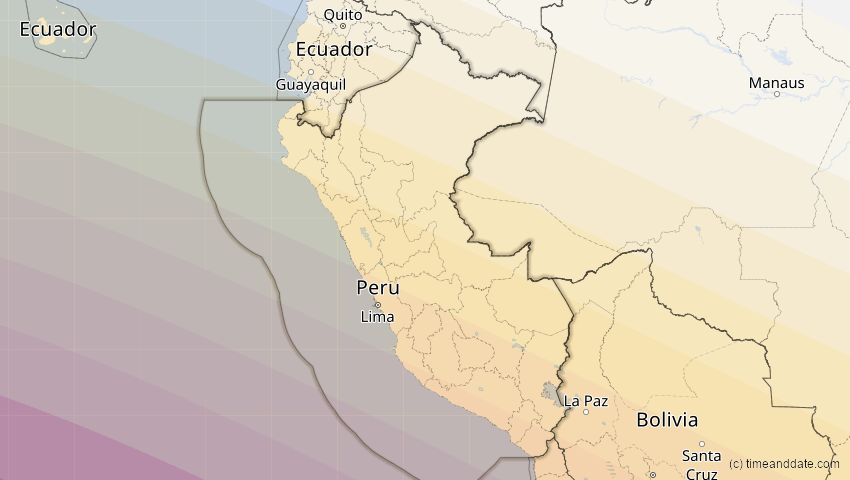 A map of Peru, showing the path of the 2. Jul 2019 Totale Sonnenfinsternis