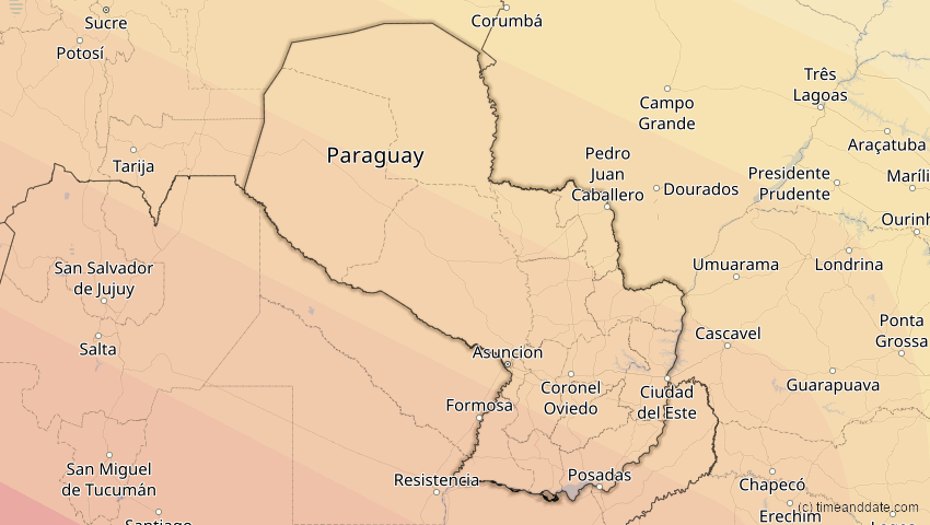 A map of Paraguay, showing the path of the 2. Jul 2019 Totale Sonnenfinsternis