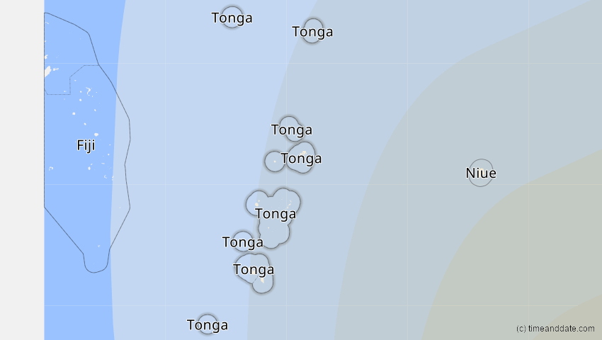 A map of Tonga, showing the path of the 3. Jul 2019 Totale Sonnenfinsternis