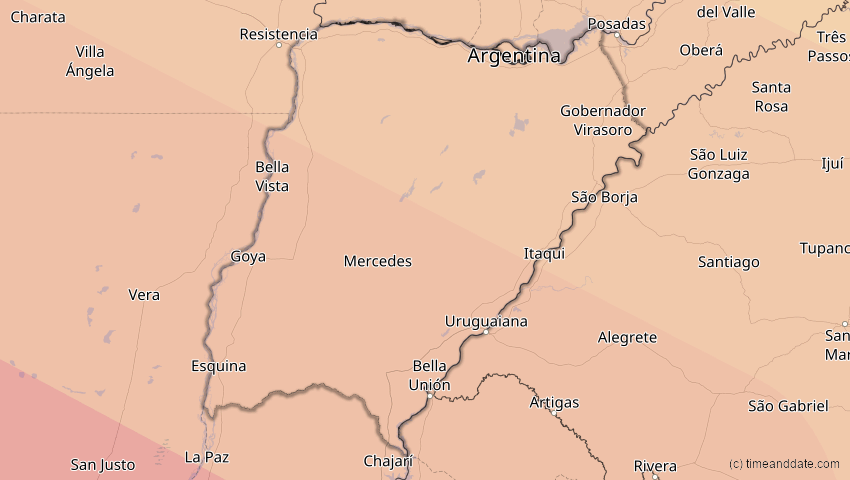 A map of Corrientes, Argentinien, showing the path of the 2. Jul 2019 Totale Sonnenfinsternis