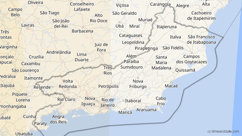 A map of Rio de Janeiro, Brasilien, showing the path of the 2. Jul 2019 Totale Sonnenfinsternis